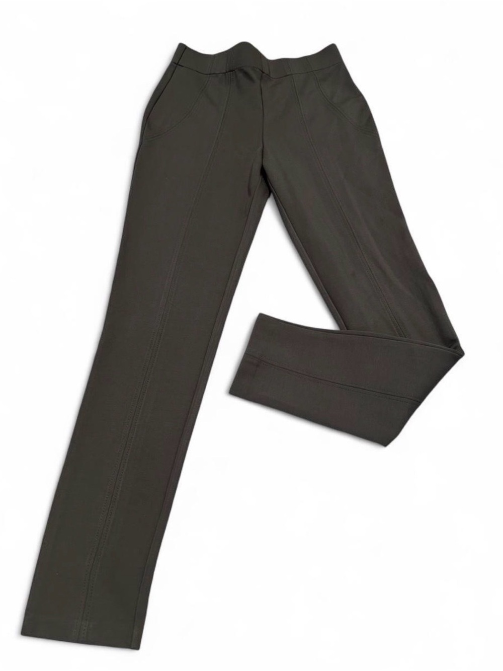 Thalian Size 4 Dark Olive Green Stretch Pull-On Pants Skinny Ankle